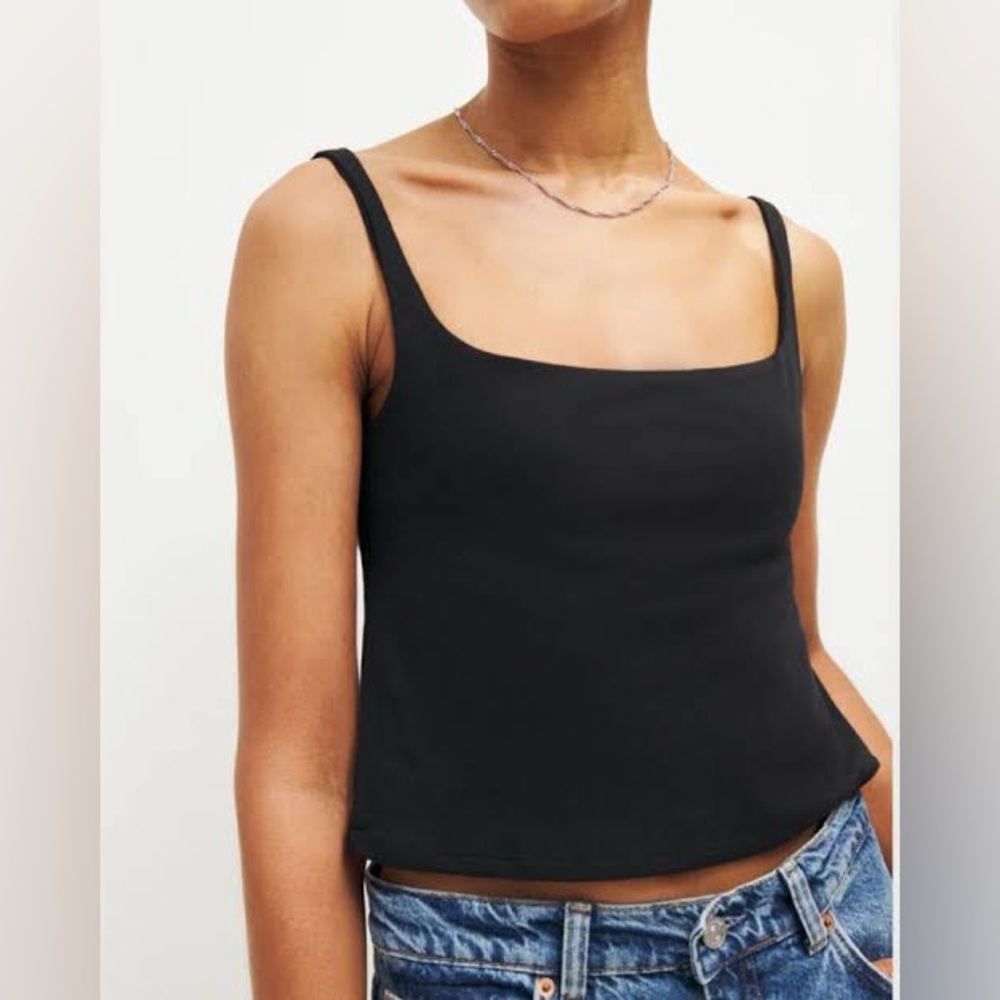 Reformation Cairo Knit Backless Black Tank Top